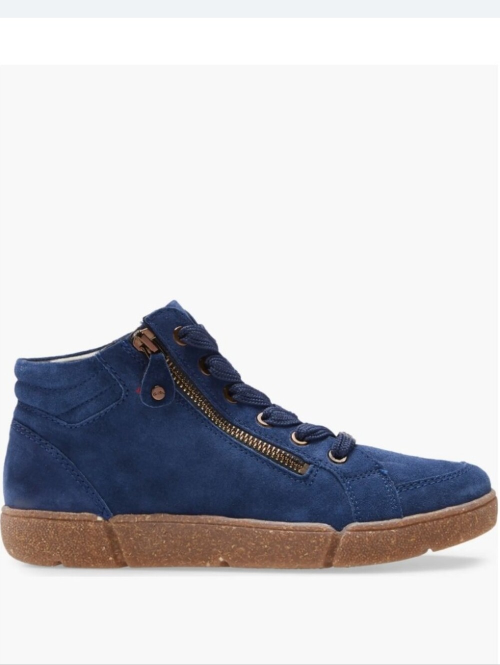 Ara Raja Sneaker Navy High-Top Suede with Brown Gum Sole